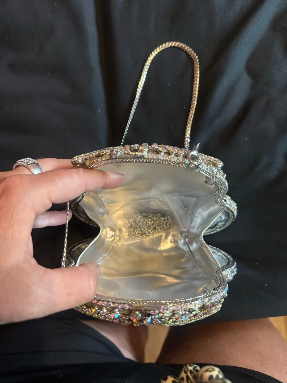 Crystal Owl Evening Bag – Iridescent Pink Accent